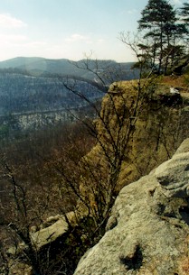 Cliff of comglomeratic sandstone at Indian Fort Mountain