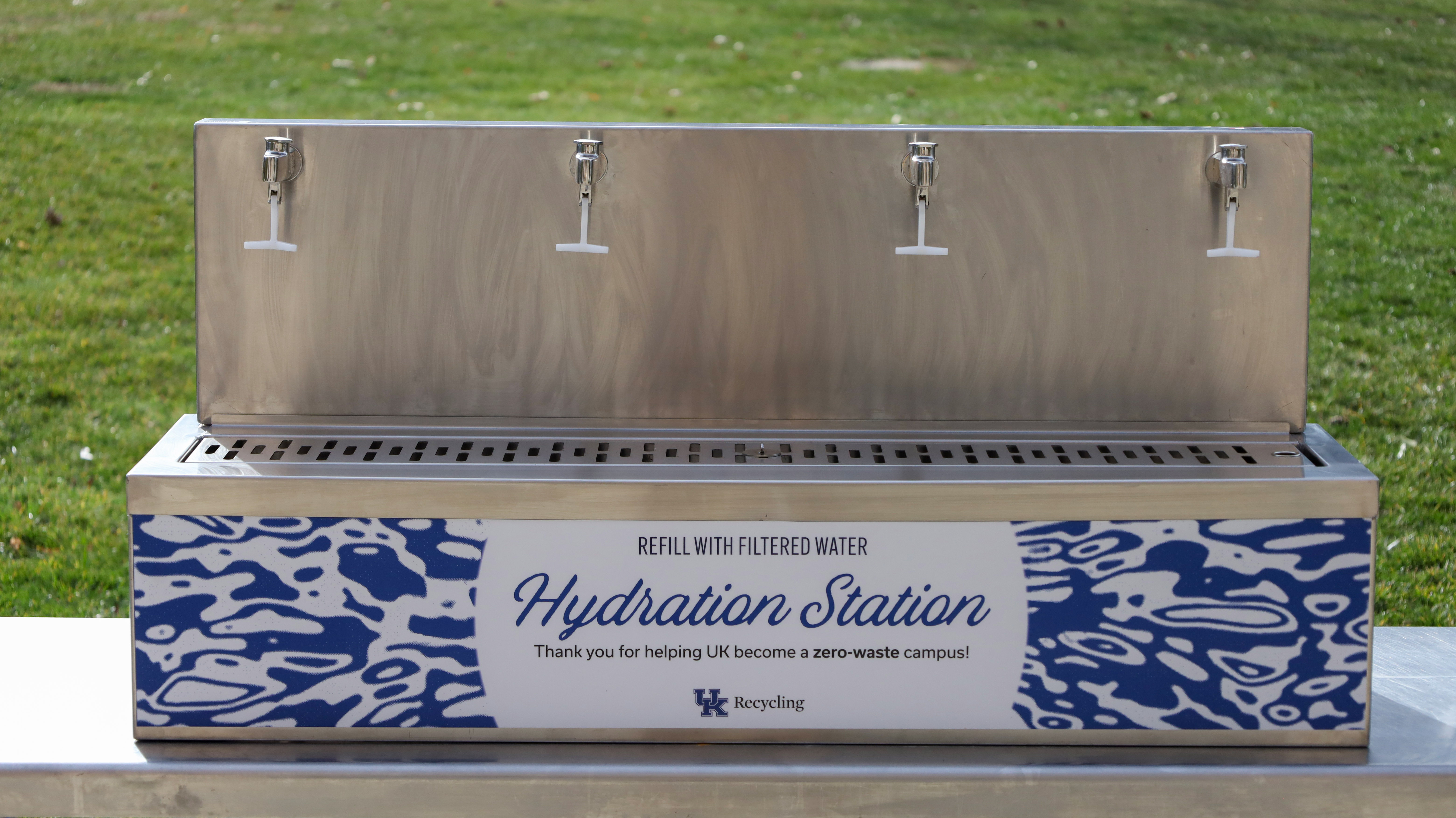 the hydration station outside of Peterson Service Building.