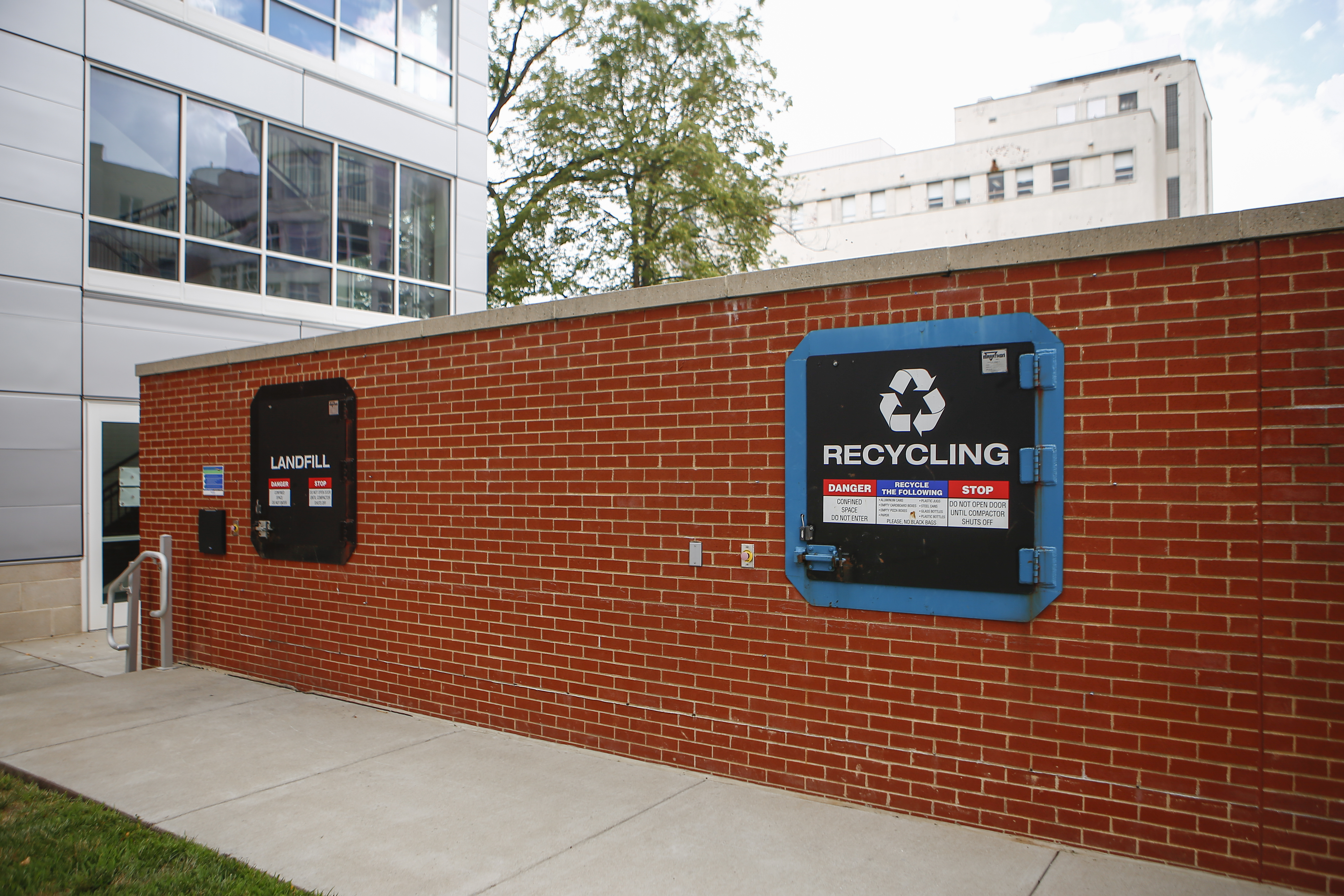 the outdoor compactors outside of a residence hall at university of kentucky