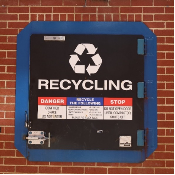 a closed recycling door for the compactors at University of Kentucky