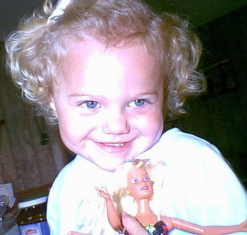 Laney shares the same love for Barbie Dolls that Cindy and I had (June 2002)